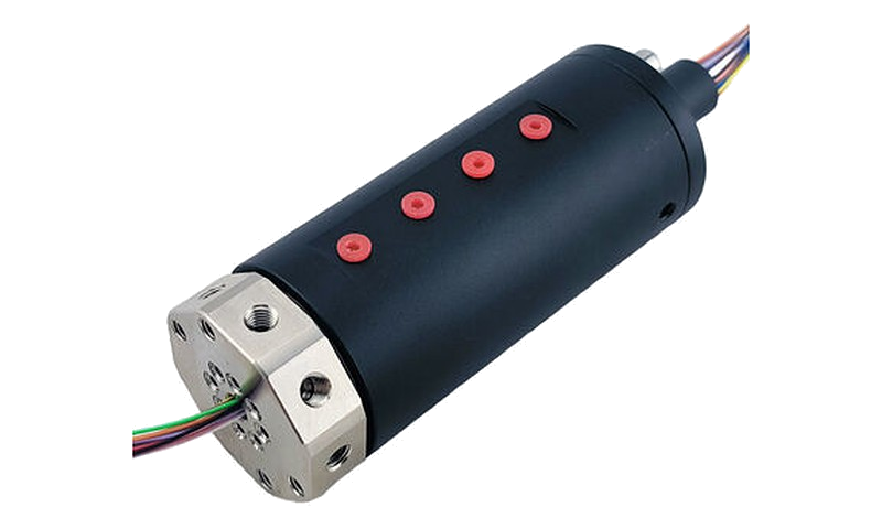 Gas-electric combination slip ring with pneumatic and electrical channels